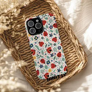 Ladybug Floral iPhone Case Nature-Inspired Phone Cover Suitable for IPhone17 11 12 13 14 15 16 Pro Max Air Plus
