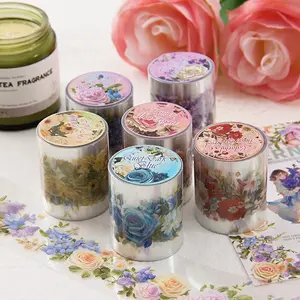 Rolls of PET Tape Set - Floral Decorative Tape for Journaling, Junk Journaling, Crafts, Scrapbooking Supplies, Gift Wrapping, And Party Decoration Tape
