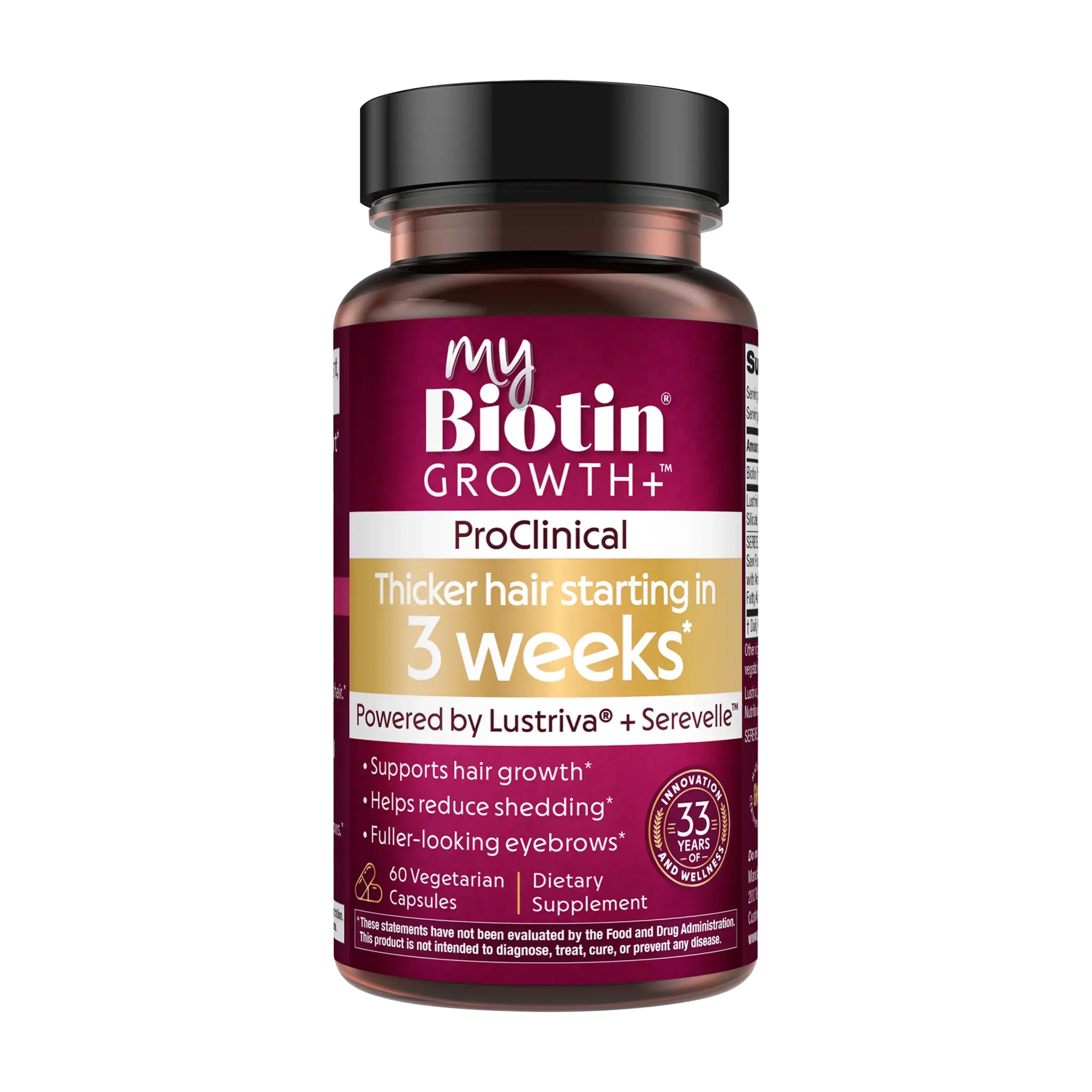 MyBiotin ProClinical Growth+ | Thicker Hair in 3 Weeks | Patented Lustriva Biotin + Serevelle Saw Palmetto* by Purity Products