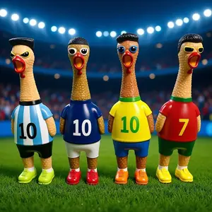 Soccer Star Screaming Chicken Toy, Funny Squeeze Rubber Chicken for Kids & Pets, Novelty Football Player Design Noise Maker, Stress Relief Fidget Toy for Fans, Prank Gift for Football Match Party, Durable Anti-Anxiety Office Desk Decor