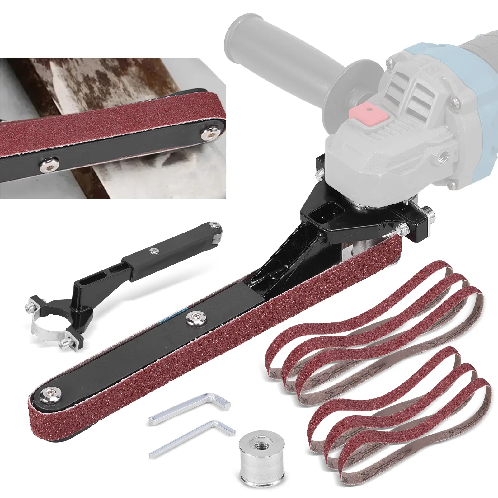 ONEVAN 10pcs Angle Grinder Modified Accessories, Belt Sander Attachment Adapter, For 100/115/125(M10-M14) Angle Grinders, Metal Rust Removal, Woodworking, DIY Projects