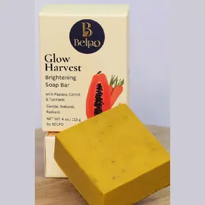Belpo Glow Harvest Turmeric, Papaya & Carrot Soap Bar – Natural Radiance & Gentle Cleansing | 4 oz