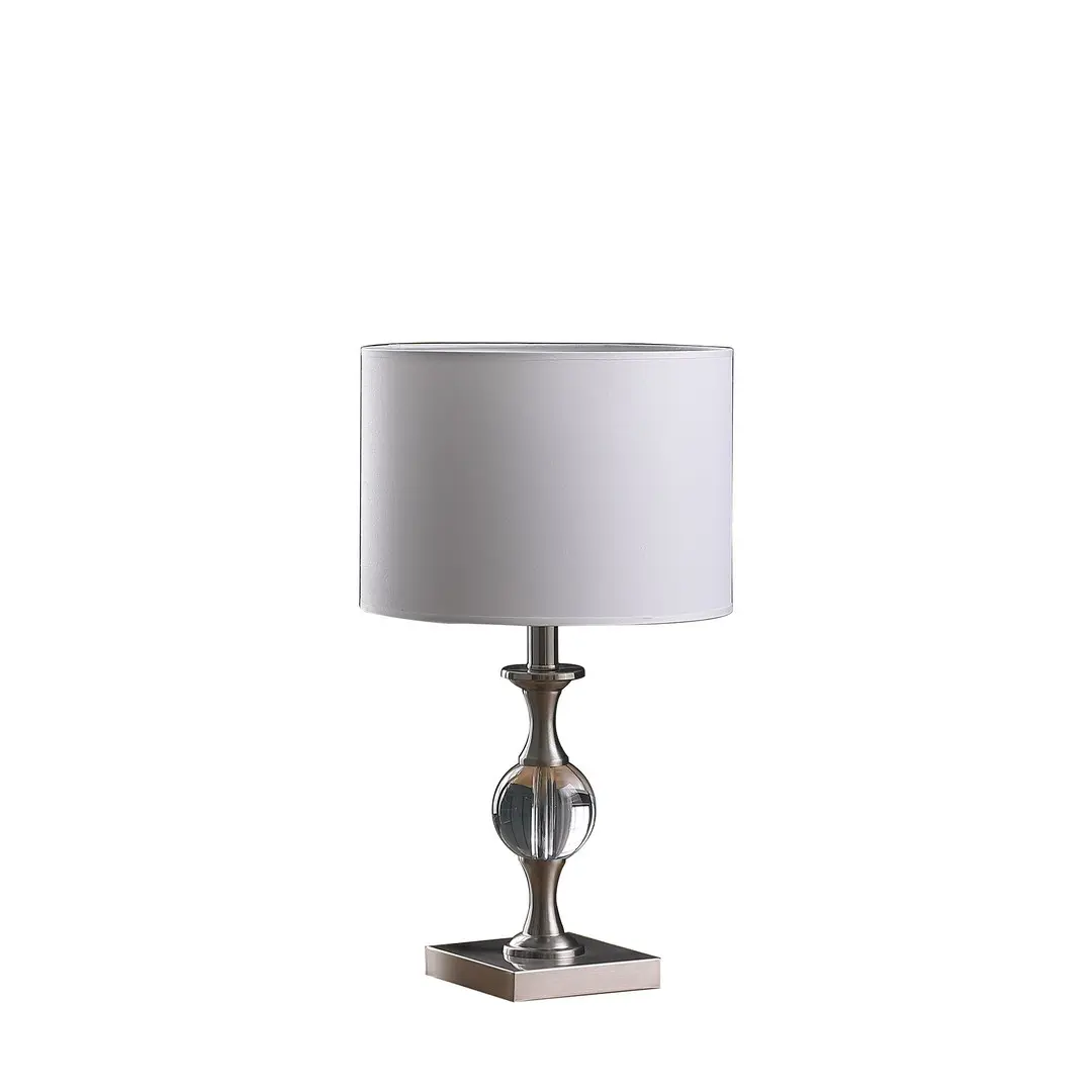 Decorative Satin Nickel Solid Crystal Orb Metal Table Lamp - 19.75in Silver Indoor Lighting with On/Off Switch, 100W Max Incandescent, 11l x 11w x 8h, House Decor for Home Improvement (Indoor Use)
