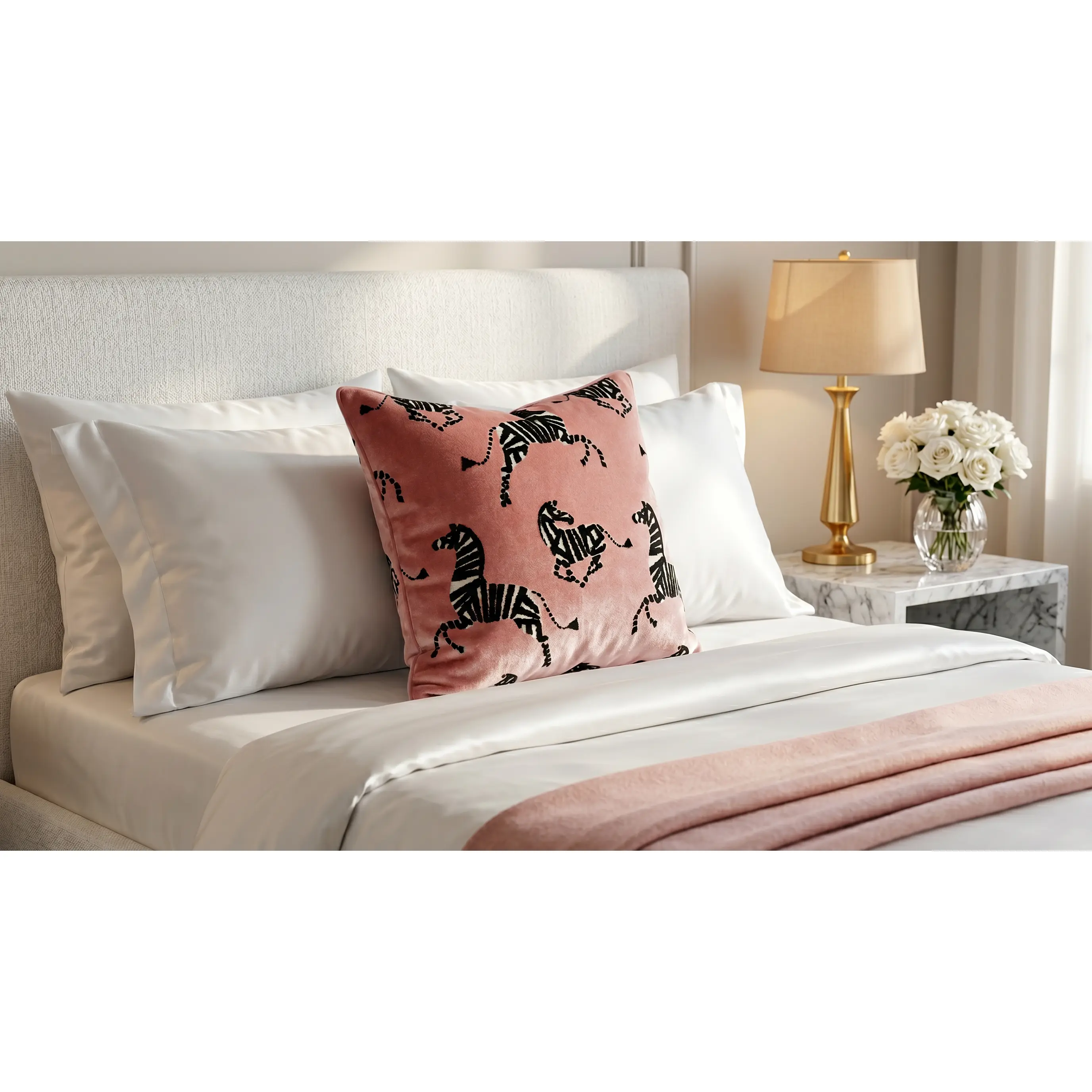FINESSE Blush Rose Standard Pillow Duo, 24x24 in Memory Foam with Fill, Dry Clean Only Bedding Set