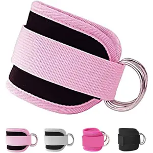 Fitness Ankle Straps for Cable Machines, 2 Pack Comfortable Adjustable Padded Ankle Wrist Cuffs, Kickback Glute Workouts for Men Women, D-Ring Leg Straps with Neoprene Padding shoulder