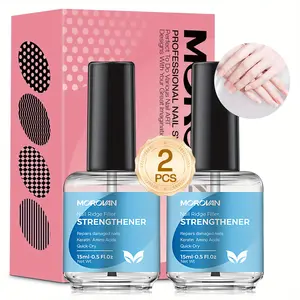 MOROVAN Nail Strengthener & Ridge Filler 2PCS 15ml, Repair Treatment for Weak Brittle Peeling Nails, Nourishing Keratin Nail Care Set