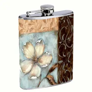 Tuscan Floral Design 8oz Stainless Steel Flask