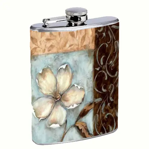 Tuscan Floral Design 8oz Stainless Steel Flask