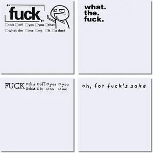 4 Count Funny Sticky Notes What The F*ck Sarcastic Note Pads 3x3 Inch High Quality Paper Office Gifts for Adults Co Workers Middle Finger Humor