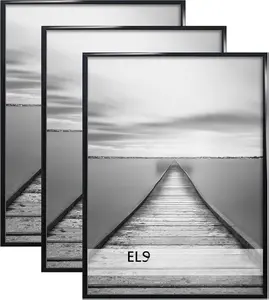 18x24 Poster Frame Set of 3, Black Scratch-Proof Picture Frames for Horizontal or Vertical Wall Mount Display