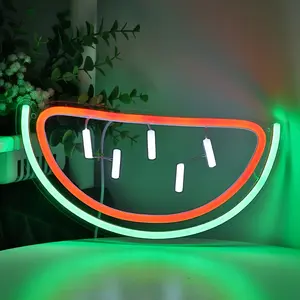 Watermelon-Shaped LED Neon Sign Light - Fruit-Themed Wall-Mounted Plastic Watermelon Slice with -Controlled for Rooms, Cafes, Parties, Summer Decor