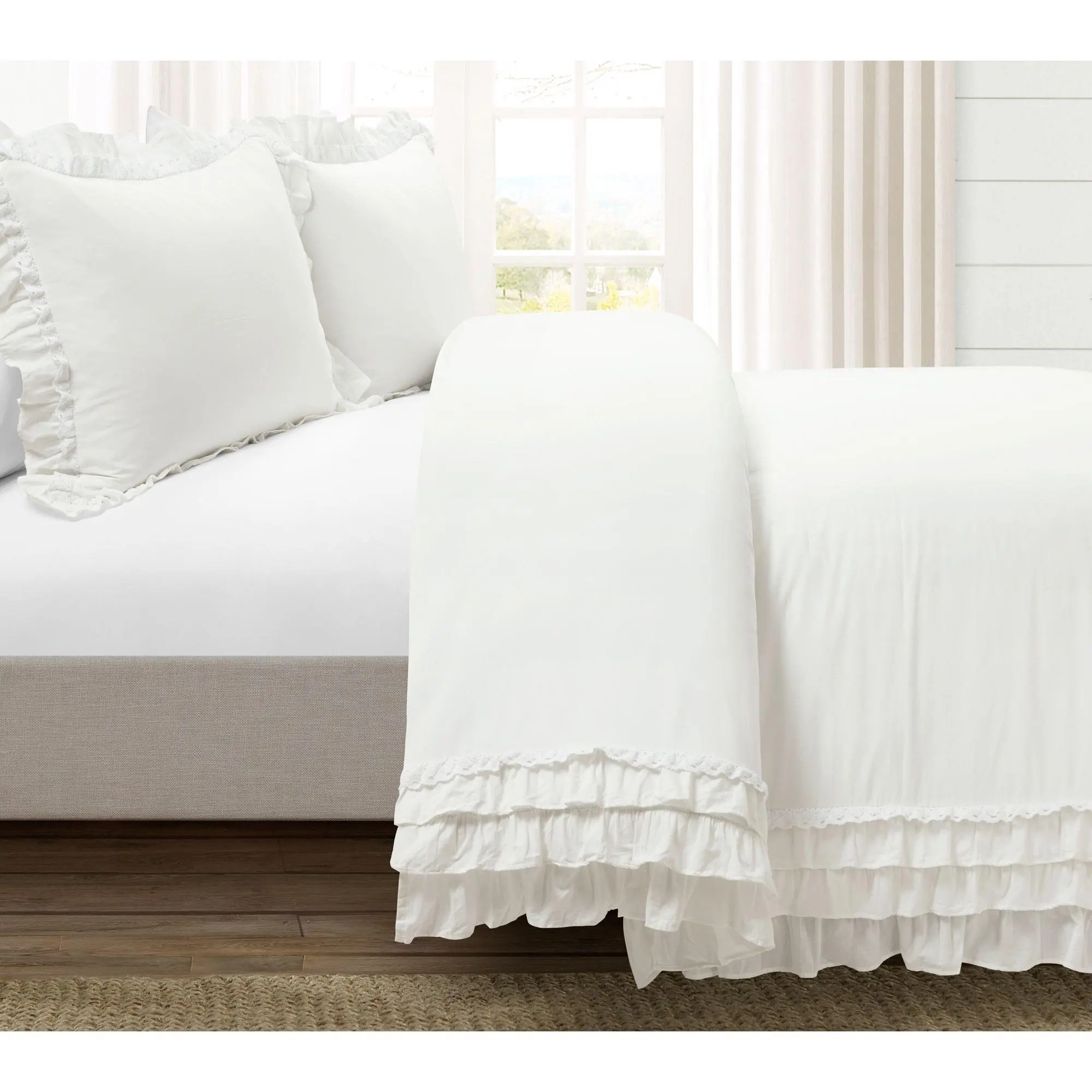 Lush Decor Ella Ruffle Lace Duvet Cover 3Pc Set King