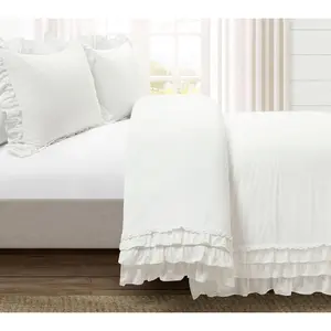 Lush Decor Ella Ruffle Lace Duvet Cover 3Pc Set King