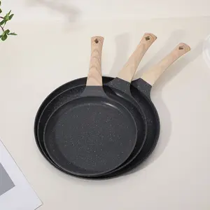 Home Use Lava Stone Non-Stick Pan, Aluminum Flat Bottom Pot, Multi-Function Pizza Frying Pan, Egg Fryer, Pancake Griddle, 20cm/24cm/28cm