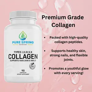 Pure Spring Nutrition - Collagen I,II,III,V,X - Health Supplements collagen capsules all natural Fitness Healthcare Dietary Beauty