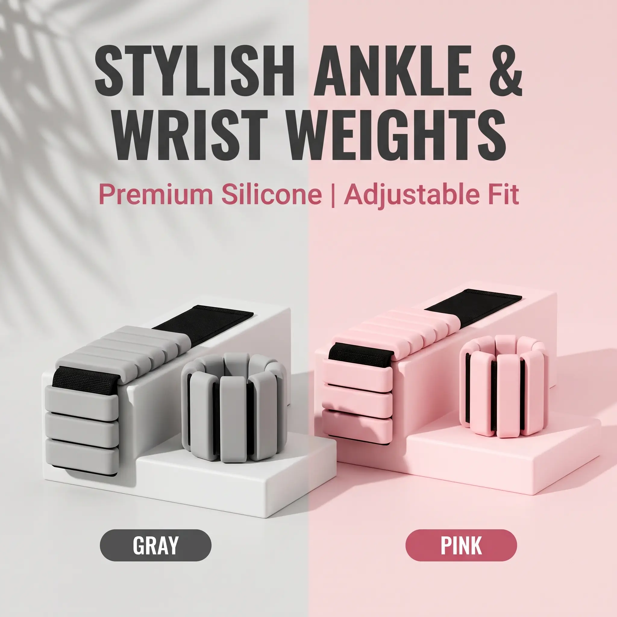 Adjustable Silicone Wrist & Ankle Weights for Women, Waterproof Wearable Weighted Bracelets, Detachable Arm Leg Weight Cuffs for Yoga Pilates Walking Running Home Workout