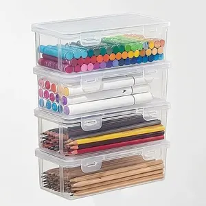 4-Pack Large Transparent Storage Boxes with Lids, Heavy-Duty Organizer Box, Clear Stackable Containers, Lightweight & Portable