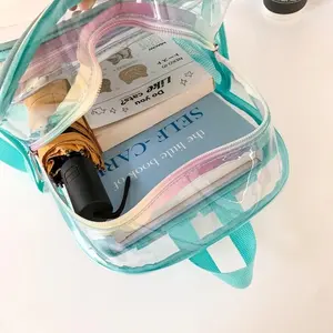 PVC Transparent Zipper Large Capacity Backpack Hot Sale Students Versatile Bags for Women Fashionable Sewing Thread School Bags