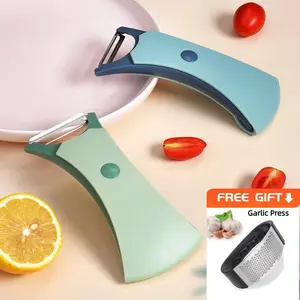 Buy 2 in 1 Fruit Peeler-Multifunctional Peeler (Get Stainless Steel Garlic Press for FREE) for Fruits and Vegetables Stainless Steel Vegetable Peeler,Kitchen Potato and Vegetable Peeler with Peeling and Serrated Blades.