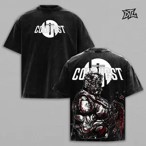 Conquest V2 Invincible Villain Graphic Tee, Vintage Washed Superhero Shirt, Viltrumite Warrior Conquest Design, Comic Panel Collage Print, Unisex Streetwear Heavyweight Cotton Tee, Gift for Invincible Fans