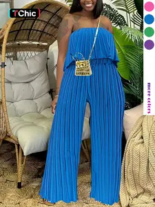 Two-Piece Set Women's Solid Color Tube Top & Wide Leg Pants, Casual Basic Fashion Cozy for Daily Outdoor Wear, Ladies Clothes for Summer Womenswear