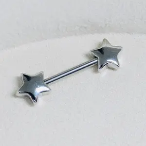 Star Nipple Ring Plain Star Design Silver Nipple Piercing Barbell for Stylish Body Jewelry
