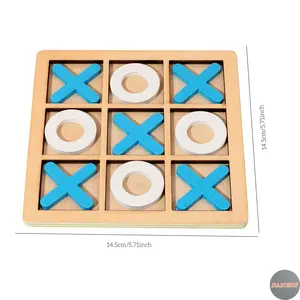 JIAJCHUF Tic Tac Toe Game Interactive Wooden Connect Four, Two Player Desktop Strategy Board Game, Family Fun Activity, Focus and Logic Development Gift, Family Board Games