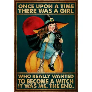 Once Upon a Time, There Was a Girl, Who Really Wanted to Become a Witch Halloween Poster Wall Art Home-decor