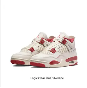 Retro Mid-Top Basketball Shoes in Pale Ivory Smooth Leather with Mesh Side Panels and Sierra Red Midsole and Outsole Accents