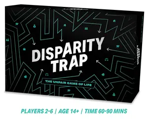 Disparity Trap Game Set - The Unfair Game of Life - 1 Rulebook, 1 Gameboard, 6 Pawns, 12 Justice Power Tokens - Ages 14+ - 60-90 Minutes Playtime