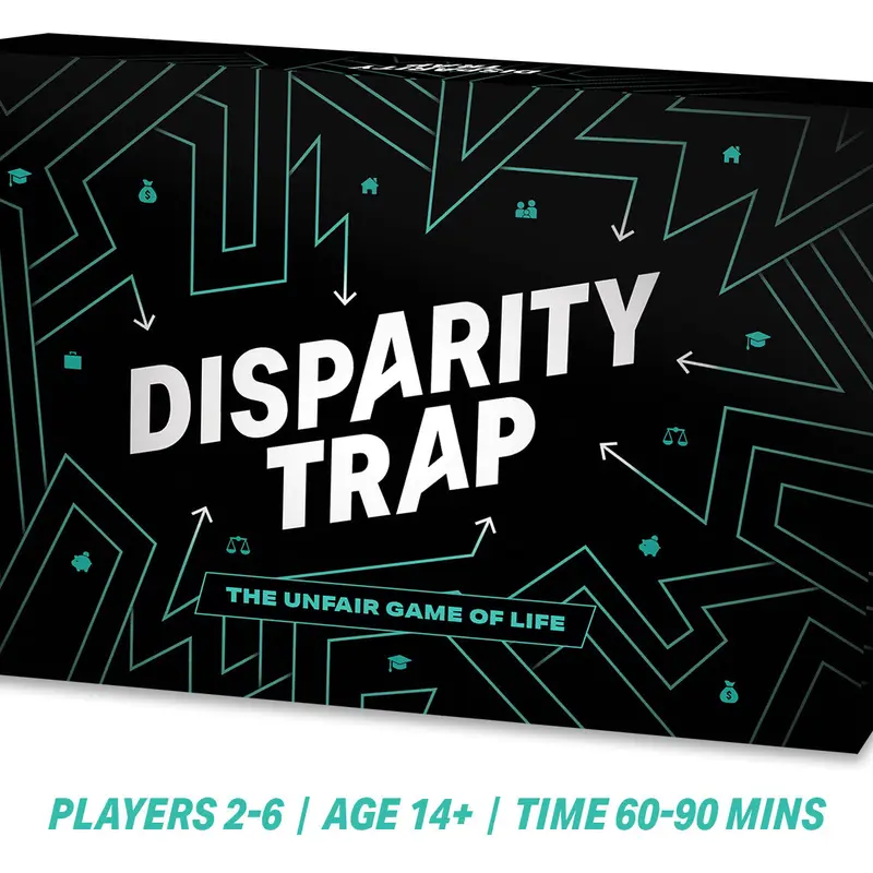 Disparity Trap Game Set - The Unfair Game of Life - 1 Rulebook, 1 Gameboard, 6 Pawns, 12 Justice Power Tokens - Ages 14+ - 60-90 Minutes Playtime