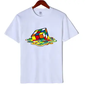 Sheldon's sweet Rubik's Cube round neck solid color unisex short sleeved T-shirt heavyweight pure cotton short sleeved unisex
