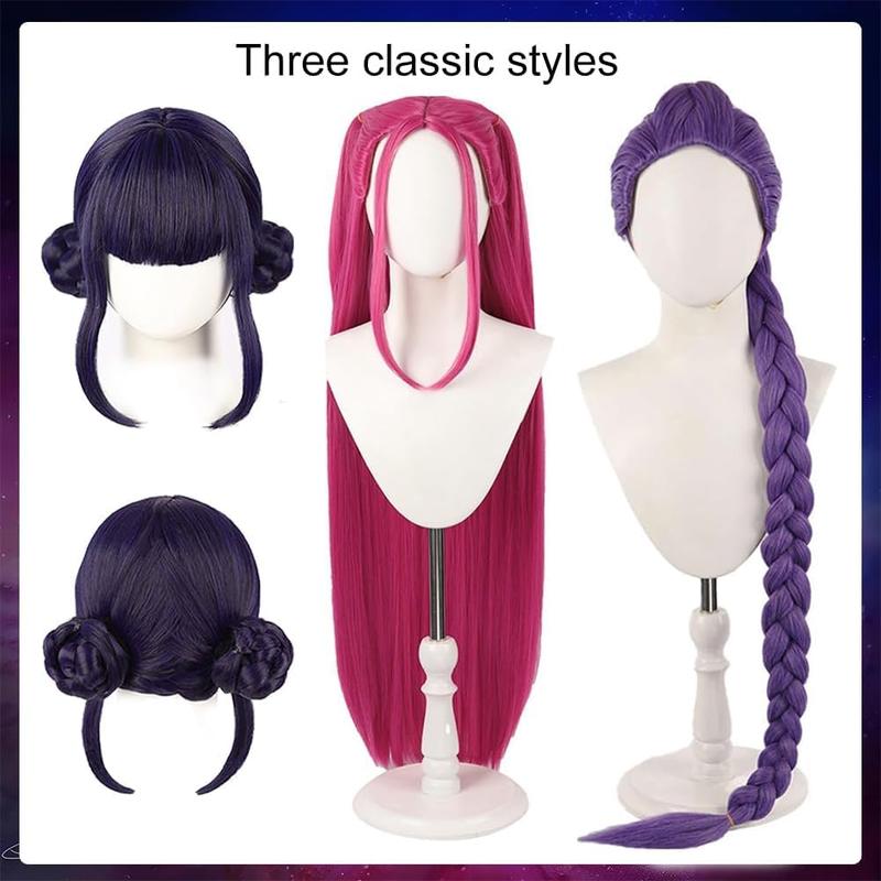 Anime K-pop Costume Demon Cosplay Rumi Wig 39" Hunter Purple Braid Wigs Rumi Costume Zoey Mira for Girls Women Kids Pop Singer Hair Halloween Cosplay Props