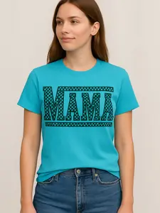 Bella Canvas Mama Checkered Graphic Tee Shirt Unisex Grey Pink Blue Purple Soft Cotton Top Shortsleeve Casual Womenswear