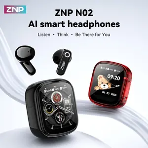 ZNP N02 AI Conversational Headphones, LED Smart Dialogue Earbuds, Bluetooth-compatible 6.0, Supports 134 Language Translations, Waterproof Wireless Earphones, Headset