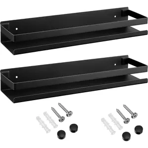 2 Pieces Stainless Shelf Shower Floating Shelves Wall Mounted Shower Basket Shelf Organizer Shelves for,, Living Room(15.75 Inch/ 40 cm,Black)