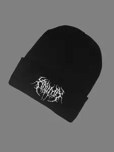 Unisex Devil Wings Embroidered Knit Beanie, Beanies, Outdoor Cycling Winter Hat, Streetwear Hip Hop Skull Cap for Men and Women