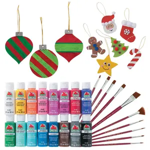 DIY Unfinished Wood Christmas Ornament Craft Kit Assortment - Makes 24