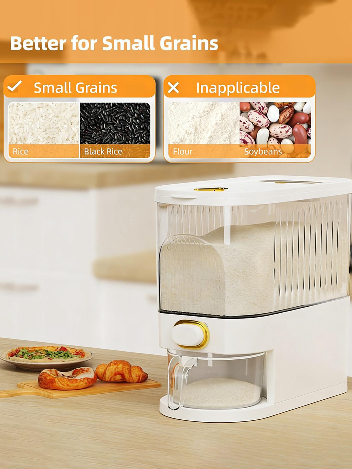 Mothers Day Gift 5kg 10kg Clear Rice Dispenser Large Cereal Container with Lid Time Scale Measuring Cup Moisture Proof Airtight Food Storage Bucket for Rice Corn Coffee Beans Grains Soybeans Oatmeal Home Kitchen Organizer