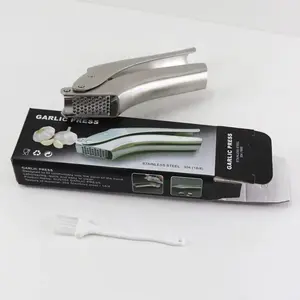 Premium Garlic Press Stainless Steel – Heavy Duty Crusher, Easy Clean, Dishwasher Safe, Includes Brush