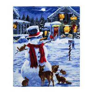 Dawhud Direct Fleece Blanket - Luxury Snowman Winter Throw