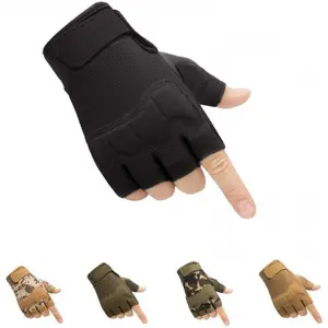 Outdoor Military Fingerless Tactical Gloves - Knuckle Protective Breathable Lightweight for Motorcycling Shooting