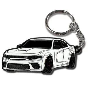 Dodge Charger SRT Keychain, Official Licensed Metal Car Key Chain, Dodge RT Toy Car Key Fob Accessory, Cool Muscle Car Gift for Men, Automotive Keyring