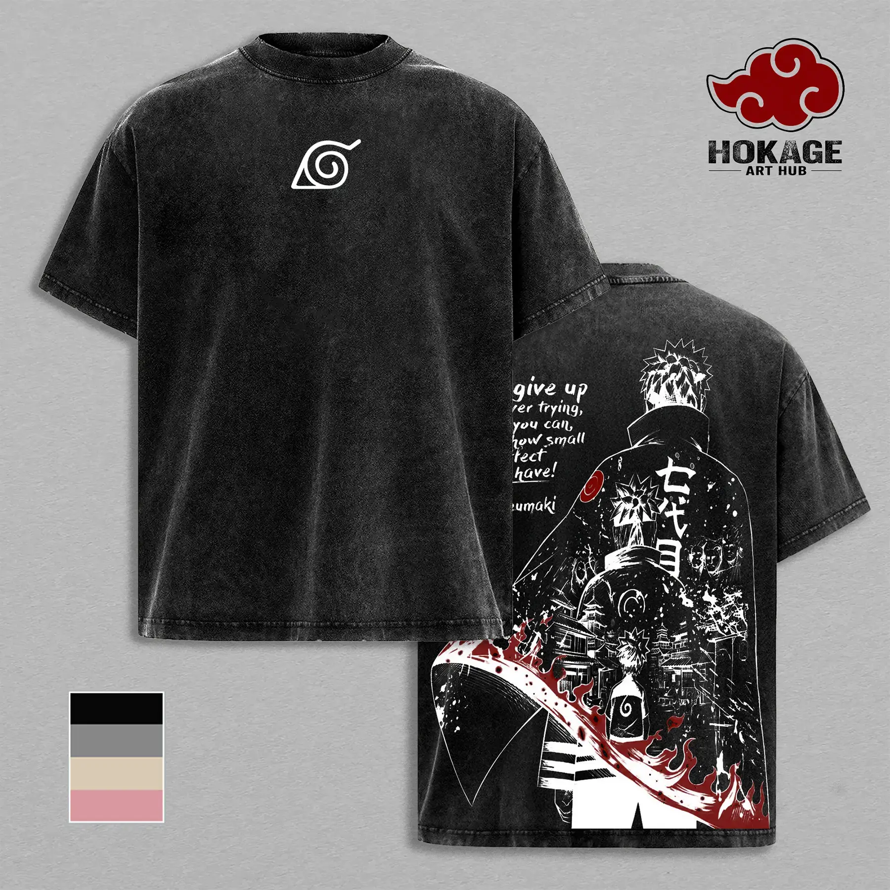 Seventh Hokage Leaf Village Vintage Washed T-Shirt Heavyweight Cotton Oversized Bootleg Graphic Tee For Men Women Unisex Y2K Streetwear Gym Top Best Japanese Animation Manga Merch Essential Casual Apparel Gifts For Anime Lovers And Naruto Fans Today!