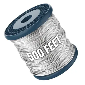 Houseables / Wire Rope, Galvanized Wire, Aircraft Cable, / Cable, Galvanized Steel Rope,  Feet Spool, Braided x, Metal, Tension, Garage Door, Fence, Clothesline, Outdoor, Heavy Duty,  LB