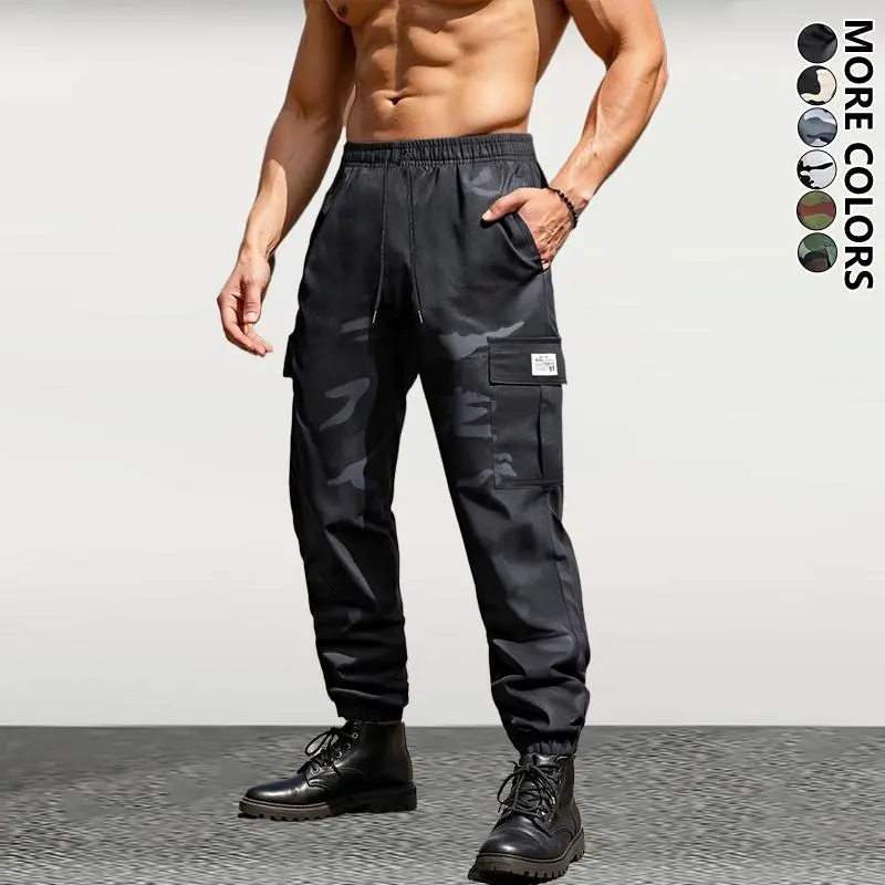 Men's Stylish Camouflage Menswear Trousers - Lightweight, Breathable, Vintage Streetwear Joggers with Multi-Pockets, Drawstring Waist for Everyday Activities, Outdoor Travel