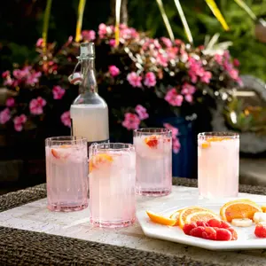 Jeanne Fitz Scalloped Collection Tall Tumbler Glass - Blush, Set of 4