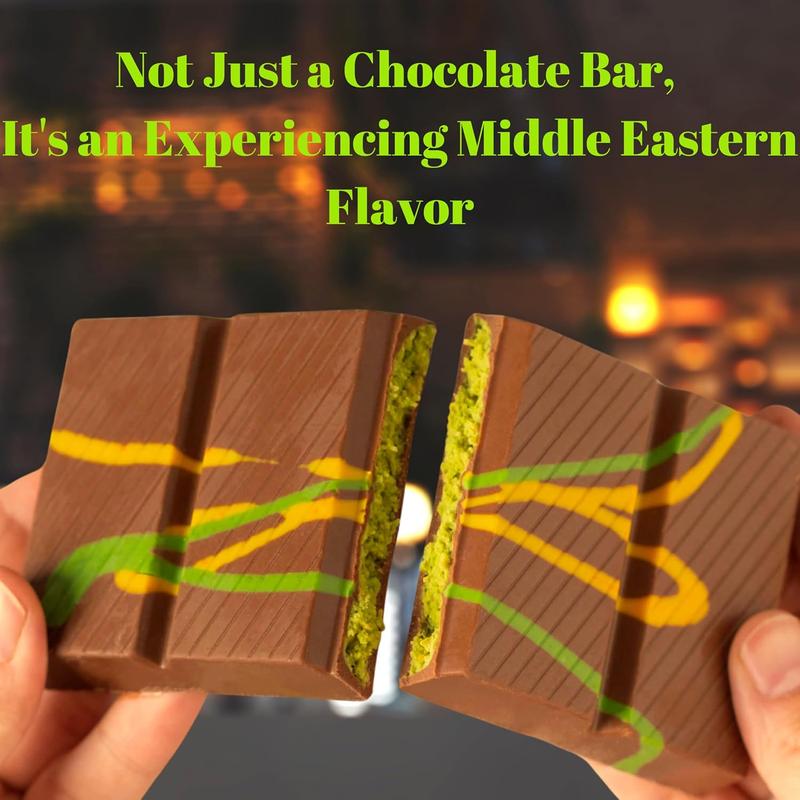 Dubai Chocolate Bar - Premium Milk Chocolate with Kadayif and Pistachio Cream, 7.4oz (2 Bars)