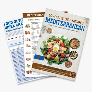 3 Count Mediterranean Diet Food List -Mediterranean Ingredient Meal Plan Sticque, Foods To Limit, Lunch, Break fast Recipes for Easy Chart Brochure Cookbook Healthy Living