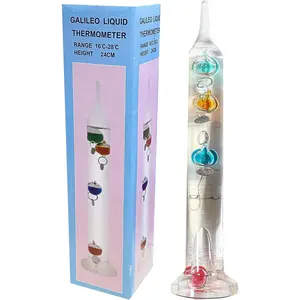 Galileo Glass Thermometer, Multicolor Floating Spheres Balls, Measures Temperatures from 16ºC to 28ºC, (9.5 Inches)